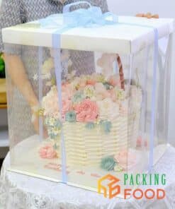 Hộp Đựng Bánh Kem Trong 3 Chi Tiết vuông Size 40cm Cao 45cm
